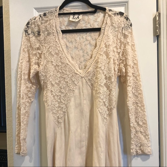 Cream long sleeve dress - Picture 2 of 4